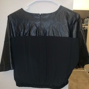 Leather forever 21 black crop shirt